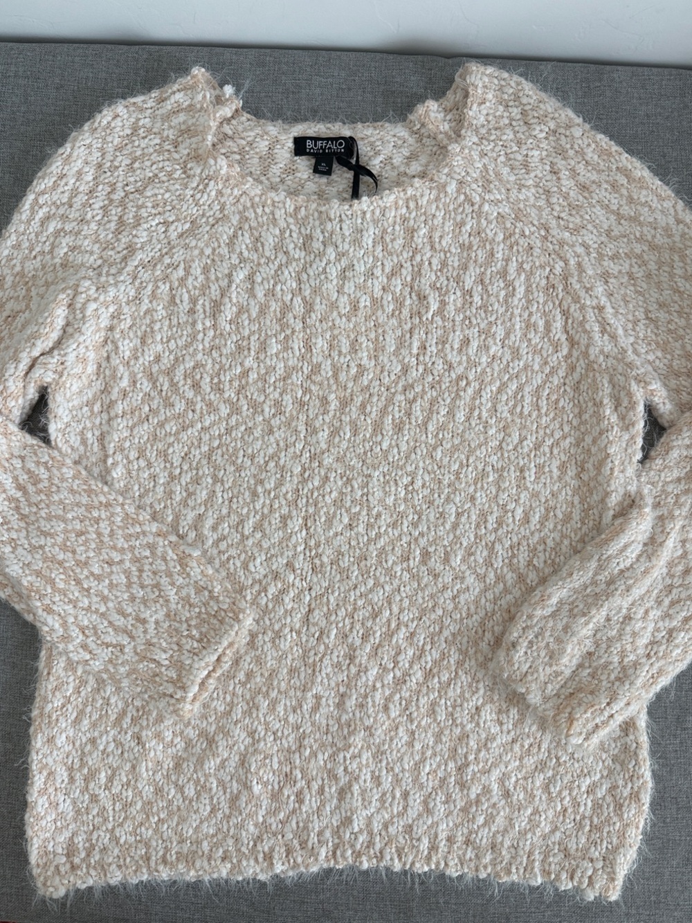 Buffalo David Bitton Cream Textured Crew Neck Sweater